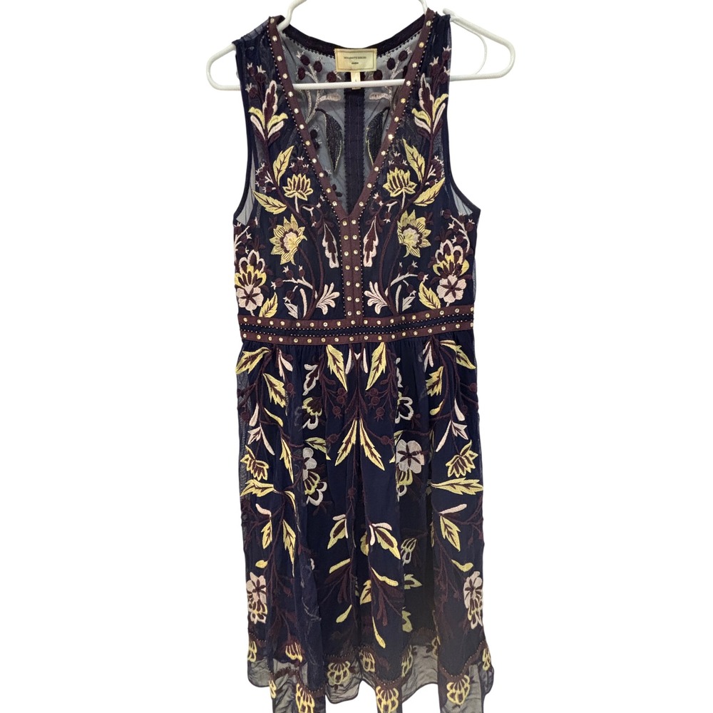 Anthropologie Moulinette Soeurs Alicante Floral Embroidery Beaded Dress Size 6